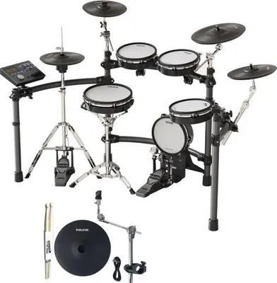Produktbild von Nux DM-8 E-Drum Schlagzeug mit Becken-Pad und Drumsticks 1 Paar