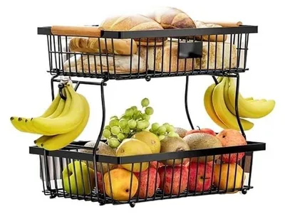 Obrázok produktu pre Kovový ovocný kôš s drevenou rúčkou