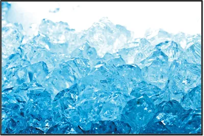 Produktbild von Wallario Wandbild Leuchtendes Eis in blau, Größe: 61 x 91,50 cm, Poster mit schwarzem Aluminiumrahmen
