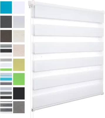 Produktbild von WOLTU Doppelrollo Klemmfix ohne Bohren Weiß 90x130cm (BxH) verdunkelnd Rollos