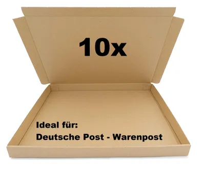 Produktbild von 10x SAD Warenpostkartons 350x250x30mm Postkarton für Warenpost International XS geeignet - DIN A4 Format - Briefkartons - DHL Karton - leicht & stabil
