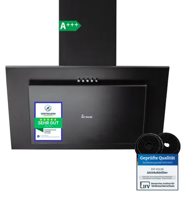 Produktbild von KKT KOLBE Dunstabzugshaube 60 cm Umluft Abluft Kopffrei Wandhaube Schwarz Glas LED-Beleuchtung VTH6004S