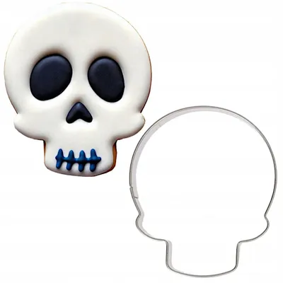 Obrázek produktu pro Forma na vykrajování sušenek s motivem lebky, vhodná pro Halloween, průměr 7 cm