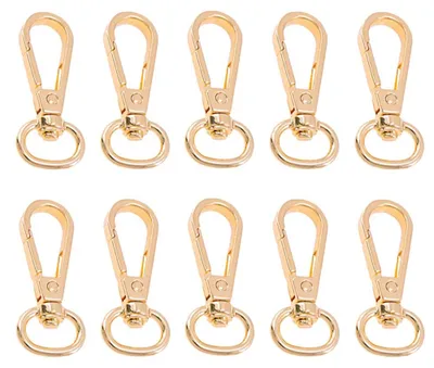 Drehbare Karabinerhaken, 10 Stück, Metall, gold, 50 x 20 mm