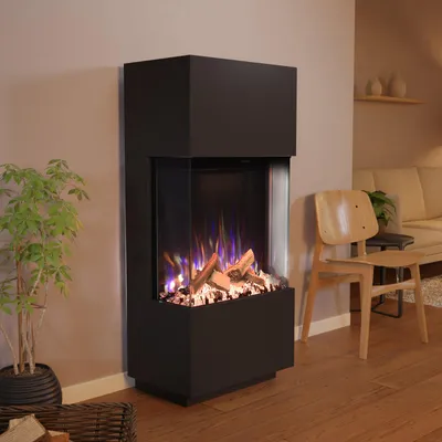 Produktbild von Glow Fire Elektrokamin 'PR11' in Schwarz| LED Standkamin in schwarz mit Heizung (1500 W) | HxBxT: 130x61,5x40cm