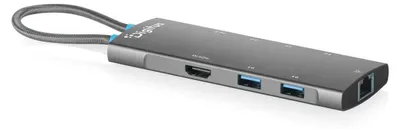 Immagine prodotto di Stazione dock USB-C, 8 porte, universale, USB di tipo C, grigia