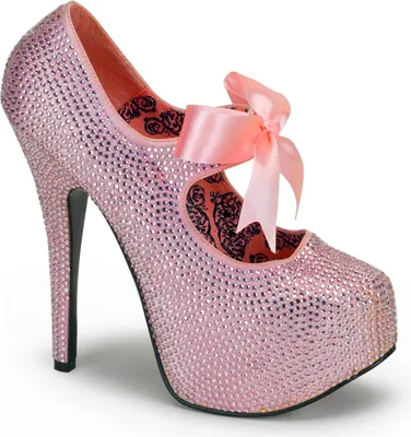 Produktbild von TEEZE-04R chice Bordello High-Heels Plateaupumps babypink Strass mit Schleifenband