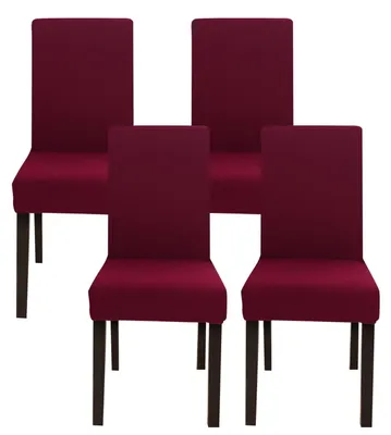 Produktbild von Set mit 4 elastischen Stuhlhussen, geeignet für Esszimmerstühle und Sessel, abnehmbare und waschbare elastische Stuhlschoner, universelle Stuhlhussen für Esszimmer, Büros, Bankettsäle und Hotels (burgunderrot)