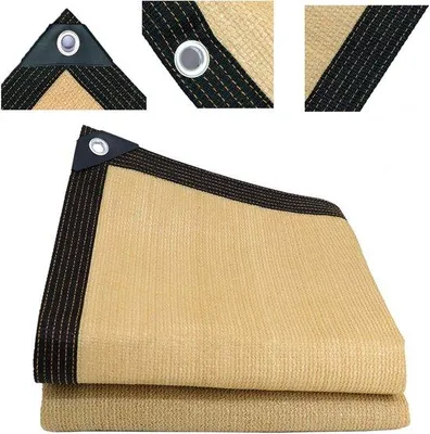 Image de Toile de protection pour terrasse - Résistante à la chaleur - Protection contre les UV - Cadre renforcé - 2 x 6 m - Couleur crème