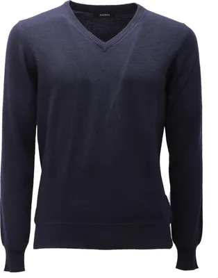 Produktbild von 6049AF maglione uomo ALPHA STUDIO blue navy wool/cashmere v-neck sweater man