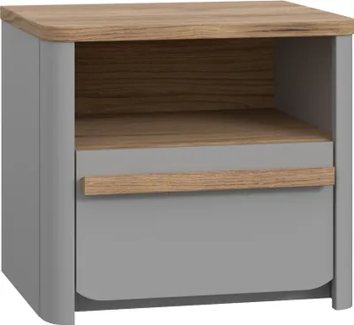 Image de Nachtkommode >SURFINIO< in Grau / Catania Eiche - 48,6x44,1x41,3cm (BxHxT)