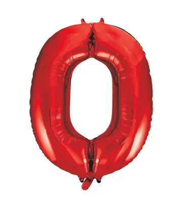Produktbild von Unique Folienballon Zahl 0 rot ca. 86 cm