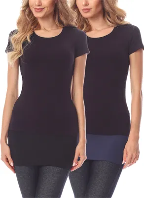 Image de Merry Style : rallonge pour chemises et t-shirts pour femmes – 6XL – Noir/Bleu margarite (lot de 2)