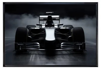 Image de Tableau mural encadré formule 1 noire 80x120 cm, Tableau mural moderne pour décoration intérieure