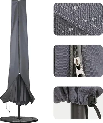 Produktbild von Gartenzwilling 190x25x48cm wasserdicht 600D Oxford-Stoff PVC-Beschichtung mit Reißverschluss - Grau - geeignet für 1,8 m bis 3,4 m Gartenzwillinge.