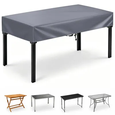 Image de Housse de protection pour table de jardin, imperméable, gris, 120 x 80 x 15 cm, en tissu Oxford