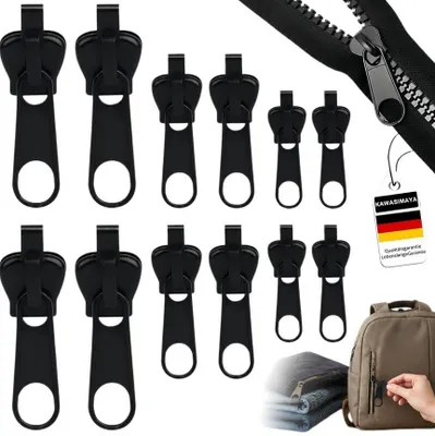 Reißverschluss-Reparaturset, 12-teilig, Universal, für Jacken & Taschen