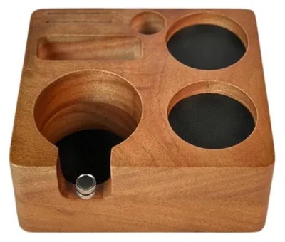Zdjęcie produktu dla Stacja do tamperowania z drewna na espresso 58 mm