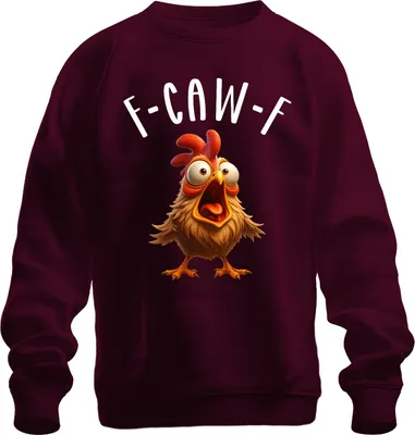 Immagine prodotto di F-CAW-F Funny Cartoon Chicken Crazy Farm Humour Funny Unisex Felpa Pullover, Borgogna, XL
