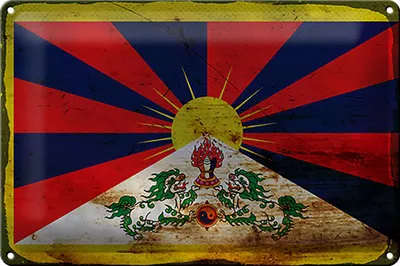 Produktbild von Blechschild Flagge Tibet 30x20cm Flag of Tibet Rost
