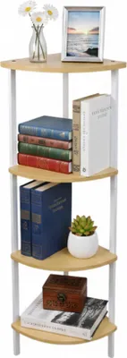 Produktbild von Relaxdays Eckregal, HxBxT: 125 x 44,5 x 31,5 cm, 4 Ablagen, Standregal Wohnzimmer, MDF, Metall, Regal Ecke, natur/weiß