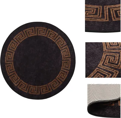 Obrázek produktu pro vidaXL Koberec omyvatelný černo-zlatý φ120 cm protiskluzový - Koberce