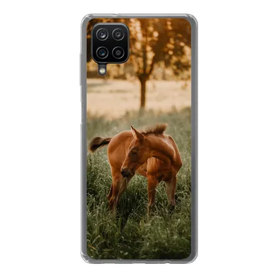 Produktbild von MuchoWow® Handyhülle Schutzhülle Hülle für Samsung Galaxy A12 Pferd - Gras - Baum Silikon Softcase Handy Hülle - Bild