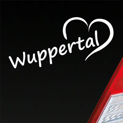 Produktbild von Auto Aufkleber Wuppertal Herz Stadt City Liebe Love Heart 19,5x8 cm Weiss Matt Sticker Heckscheibenaufkleber