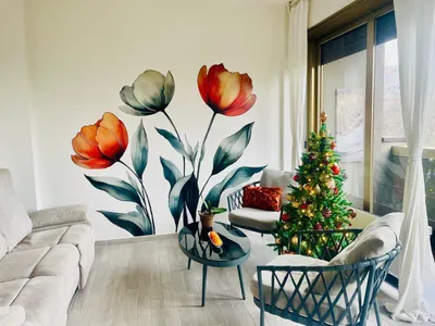 Image de Autocollant mural Decords – Tulipe, effet aquarelle, 200 cm