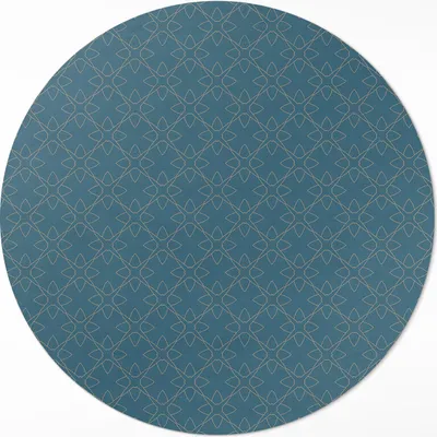 Produktbild von Zarte Ornamente, regelmäßiges Muster– Vinyl Fußmatte – Ø 140cm – Rutschfest, Pflegeleicht & Langlebig
