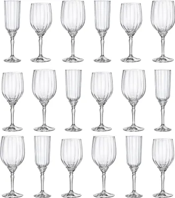 Produktbild von 18pc Klar Florian Stielglas-Set - Großes Glas Rot Weiß Rosé Langer Stiel Cocktailparty Trinkbecher Geschenkset - von Bormioli Rocco