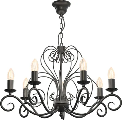 Zdjęcie produktu dla Lampa wisząca rustykalna świecznikowa czarna o 7xE14 15W Luminex