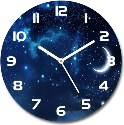 Produktbild von Wanduhr aus Glas 30fi Glasbild Glasuhr Gehärtetes Glas - weisse-zeiger - Starry sky