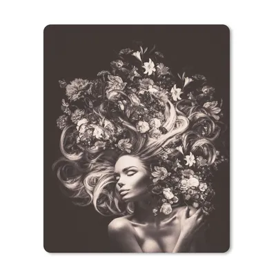Produktbild von MuchoWow® Mauspad Mousepad Blumen - Frau - Natur 19x23 cm - Mousepads - Maus Mat - Pad - Mausunterlage - Mauspads - Spielen