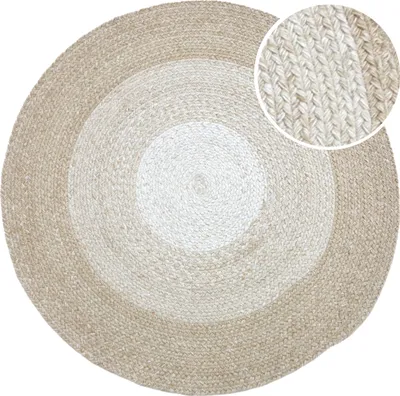 Produktbild von AXI Corfu Outdoor-Teppich in Beige/Weiß  Rund | Runder Gartenteppich für draußen / drinnen | Außenteppich für Garten / Balkon / Terrasse 120x120cm /