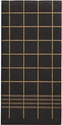 Produktbild von 480 Servietten, 2-lagig "PUNTO" 1/8-Falz 39 cm x 40 cm schwarz/gold "Kitchen Towel" mikrogeprägt