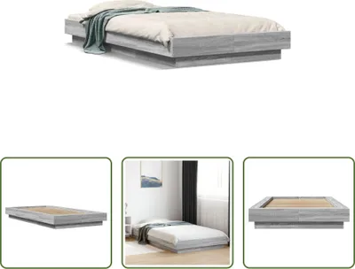 Image de The Living Store Cadre de lit gris Sonoma 90x200 cm bois composite