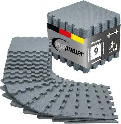 Zdjęcie produktu dla Fitness maty puzzle 30x30 cm, niebieski i szary, amortyzujące, do domowej siłowni