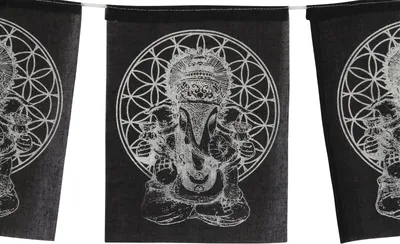 Produktbild von Gebetsfahne - Ganesha - schwarz - Stoff - ca. 20 x 16 cm