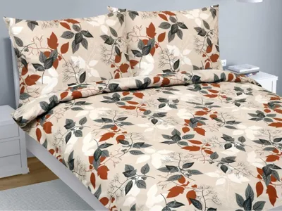 Produktbild von Baumwoll-Doppelbettlaken - 1pc 240x220, 70x90 - orange,grau,beige