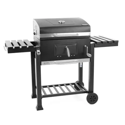 Produktbild von HECHT California Holzkohlegrill mit Deckel | Flaschenöffner | Thermometer | Transporträder | Warmhalterost