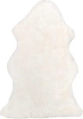Produktbild von walexo Lammfell Teppich – Naturfell Schaffell in verschiedenen Größen, Naturfarben, echtes Fell für Sofa, Bett, Kinderwagen, Deko (120-130 cm, WEIß)
