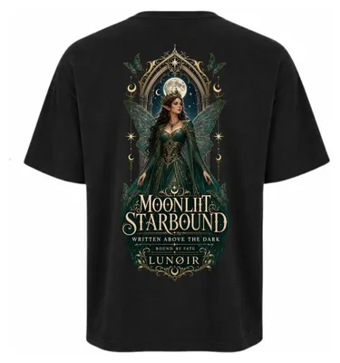 Produktbild von Damen Oversize T-Shirt Schwarz S – Bedrucktes Shirt mit Sternen Motiv aus Baumwolle – LUNØIR ©
