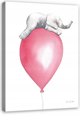 Produktbild von Leinwandbild Kinderzimmer Elefant Tiere 100x70 cm Mädchen Kinder Kinderbilder XXL Canvas Wandbilder Kunstdruck Wand Bild auf Leinwand Bilder Aufhängefertig