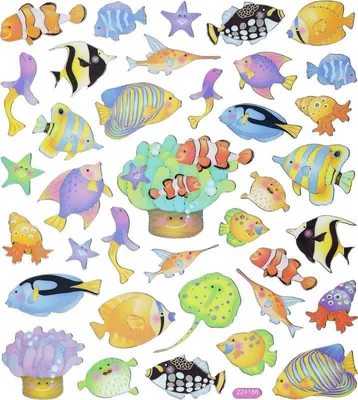 Produktbild von Sticker mit Fisch-Motiv auf transparenter Folie, 150 x 165 mm, 1 Blatt