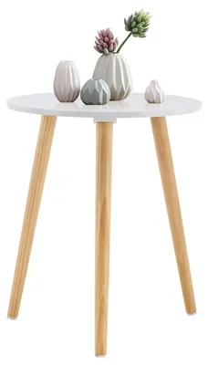 Zdjęcie produktu dla Solidchoice - Okrągły stolik pomocniczy z drewna, średnica 42 cm, wysokość 52 cm