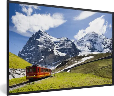 Produktbild von MuchoWow® Gerahmtes Poster Berg in einer Schweizer Landschaft 60x40 cm - Poster mit Schwarzem Bilderrahmen Wandposter Rahmen Foto Bilder - Printing - Wanddeko Schlafzimmer