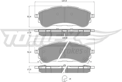 Produktbild von TOMEX brakes Bremsbeläge Satz Hinten Bremsklötze für FORD RANGER (TKE) TX 19-94
