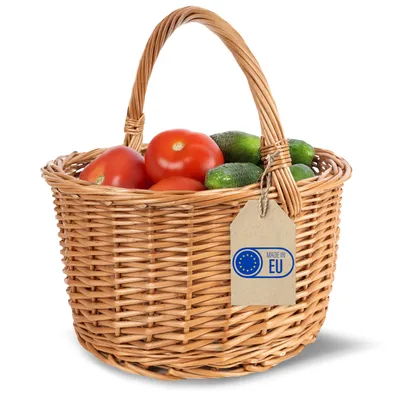 Obrázek produktu pro Creative Home Proutěný Koš s Uchem | 35 x 35 x 36 cm (+/- 2 cm), Velký a Lehký | Ručně Tkaný, Dárkový Koš, Koš na Ovoce, Piknikový Koš | Přírodní Hnědá Barva