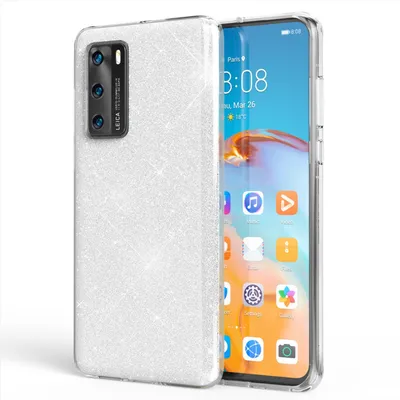 Obrázok produktu pre NALIA Trblietavé puzdro na mobilný telefón pre Huawei P40, trblietavé puzdro na mobilný telefón Bling Cover Ochranné puzdro Strieborné